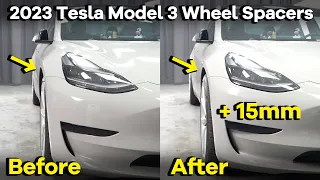 2023 Tesla Model 3 15mm Wheel Spacers Before and After - BONOSS Tesla Model 3 Mods