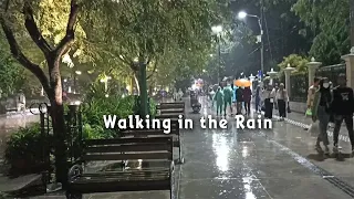 Walking in the Rain at Night Malioboro Street Yogyakarta, Binaural City Sounds Rain Ambience