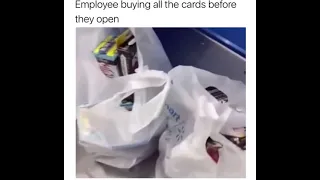 Walmart employee buying all trading cards.