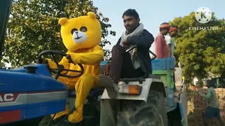 funny TEDDY BEAR ride trackter on public ।mr z Bunny  #mr z bunny 2024 New video