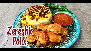 Saffron Barberry Rice with Chicken! Zereshk Polo!