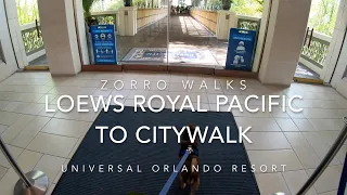 Zorro walks from Loews Royal Pacific Resort to CityWalk at Universal Orlando Florida