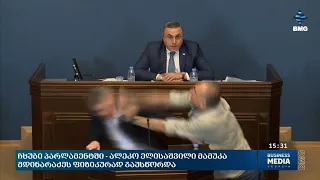 ჩხუბი პარლამენტში - ალეკო ელისაშვილი მამუკა მდინარაძეს ფიზიკურად გაუსწორდა