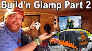 Tiny Glamper Camper Build and Camping Part 2 - Glamping Build Challenge Vs.  @ModernSelfReliance