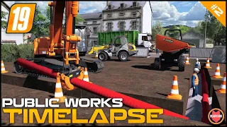 🚧 Transporting Equipment And Placing Pipes On Construction Site - Public Works ⭐ FS19 Le Village TP