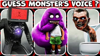 Guess the MONSTER'S VOICE Skibidi Toilet, Grimace Shake, Cameraman, Tv Man, Poppy Playtime