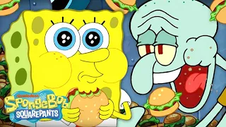 SpongeBob Characters Eating Krabby Patties in Bikini Bottom! 🍔 | SpongeBob