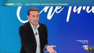 Saluti romani, David Parenzo a Gianni Alemanno: "Ha mai fatto il rito del 'presente'?", "Quando ...