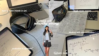 SCHOOL GIRL STUDY VLOG ⋆✎ᝰ ˎˊ˗ productive finals season, cramming in 24 hours, bday haul