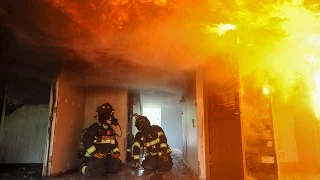 Inside a burning house