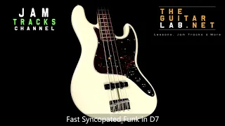 Bass Backing Track : Fast Syncopated Funk in D