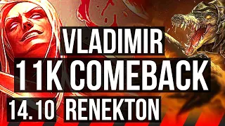 VLADIMIR vs RENEKTON (TOP) | 11k comeback, 700+ games | BR Diamond | 14.10