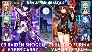 NEW SPIRAL ABYSS 4.4! C3 Raiden Hyper & C1 Hu Tao Furina Vape | Floor 12 - 9⭐