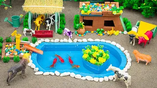 DIY mini Farm Diorama with house for Cow,Pig | Mini Hand Pumb Supply Water Pool for animals #38