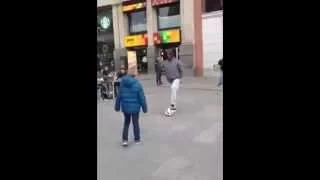 Cristiano Ronaldo surprises a kid on a Madrid's street Cristiano Ronaldo