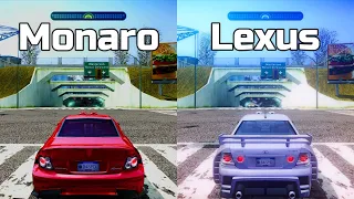 NFS Most Wanted: Vauxhall Monaro VXR vs Lexus IS 300 - Drag Race