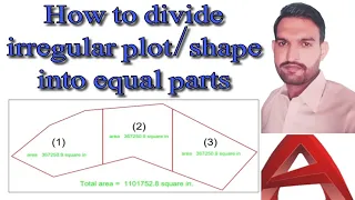 How to divide irregular shapes into equal parts in AutoCAD