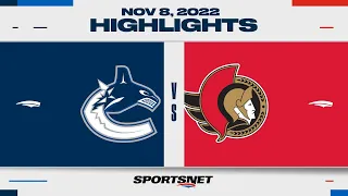 NHL Highlights | Canucks vs. Senators - November 8, 2022