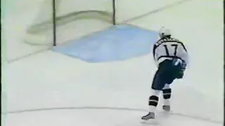 Ilya Kovalchuk cant stop Marian Hossa even with stick thrown (2003)