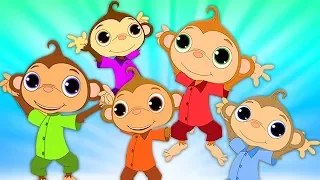 пять маленьких обезьян | русская поэма | русский для детей | Nursery Rhymes | Five Little Monkey