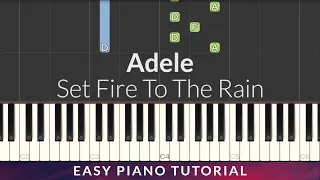 Adele - Set Fire to the Rain EASY Piano Tutorial + Lyrics