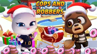 Talking Tom Gold Run Christmas COPS AND ROBBERS EVENT Agent Angela vs Roy Raccoon GAMEPLAY