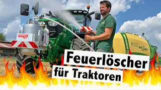 Feuerlöscher für den Traktor | Feumotech Alligator 130 Löschanlage | brennende Ballenpresse