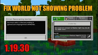 How to Fix World Not Showing Problem In MCPE 1.19.30 | Recover all your world