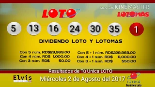 Resultados de tu única loto miércoles 2 de agosto del 2017