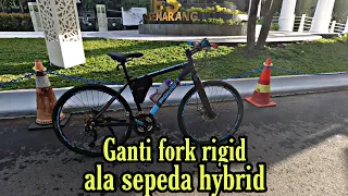 Sepeda MTB ganti fork rigid