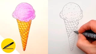 How to Draw a Ice Cream Cone Step by Step ✔