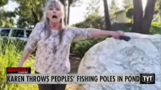 Big-Mouth Karen Throws Peoples' Fishing Poles In Water