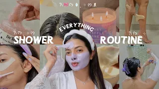 MY EVERYTHING SHOWER ROUTINE 🎀 ᡣ𐭩˚⊹haircare, skincare, bodycare +.. #everythingshowerroutine