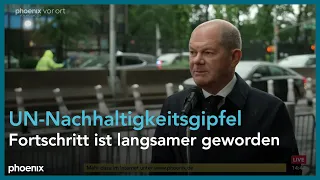 Olaf Scholz und Prof. Emmanuel Richter zum UN-Nahhaltigkeitsgipfel am 18.09.23