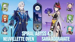 C0 Neuvillette Oven & C6 Sara Aggravate - Spiral Abyss 4.0/4.1 - Genshin Impact