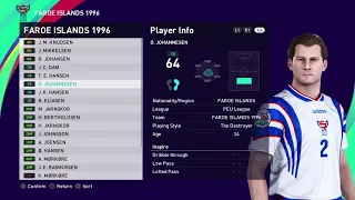 FAROE ISLANDS 1996 - EURO ENGLAND 1996 - NOT QUALIFIED - PES 2021 PS4