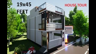 19x42 feet Small House Design with small garden and parking #SHAMSIARCHITECTS