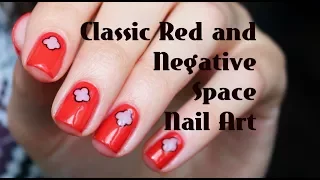 Classic Red and Negative Space Nail Art - Классический красный маникюр, негативное пространство