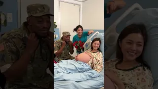 Military husband surprises wife in hospital! #shorts
