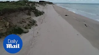 Incredible drone footage shows Normandy D-Day beaches 75 years on