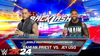 WWE 2K24 | Damien Priest Vs Jey Uso - World Heavyweight Championship - Backlash 2024 | WWE