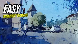 SIMPLE Street Scene - Beginner Watercolor Tutorial