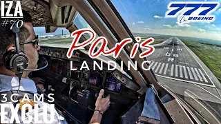 [EXCLU] B777 CDG 🇨🇵 Paris | LANDING 08R | 3 Cockpit Angles Of View 4K | ATC & Crew Coms