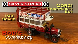 Corgi Thornycroft Bus with custom decals For Silver Streak and The Magic Kingdom in 1/43 Scale