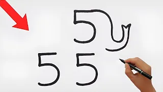 How to draw elephant from 555 number | elephant drawing easy for beginners| number drawing