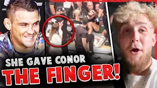 Dustin Poirier REACTS to his wife giving Conor McGregor the FINGER! Jake Paul ROASTS Conor! UFC 264