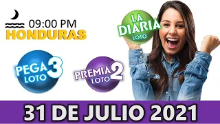 Sorteo 09 PM Loto Honduras, La Diaria, Pega 3, Premia 2, Sábado 31 de julio 2021 |✅🥇🔥💰