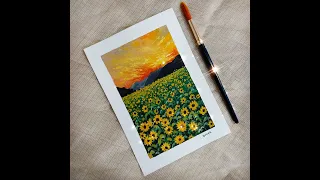 sunflower field | gouache tutorial