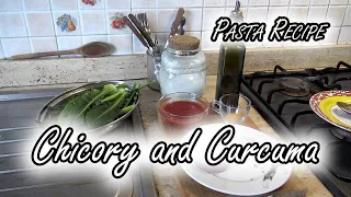 Pasta recipe with chicory and curcuma