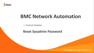 BNA: How to reset sysadmin Password